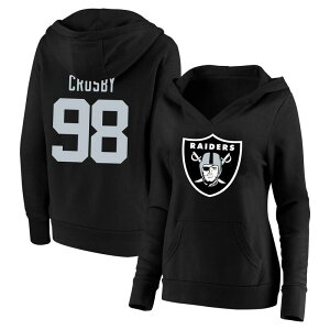 �t�@�i�e�B�N�X ���f�B�[�X �g�b�v�X T�V���c V�l�b�N �v���X�T�C�Y �p�[�J�[ Women's Fanatics Maxx Crosby Black Las Vegas Raiders Plusize Player Name & Number V-Neck Pullover Hoodie Lvr Black �u���b�N
