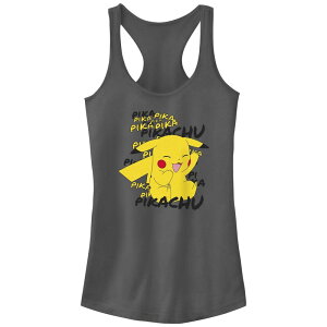 �A�j���L�����N�^�[ ���f�B�[�X �g�b�v�X T�V���c Licensed Character Juniors' Pokemon Pikachu Laughing Racerback Tank Top Charcoal �`���R�[��