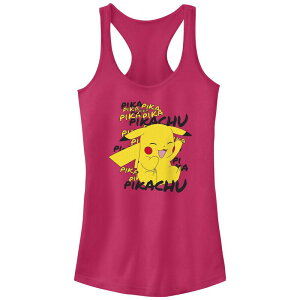 �A�j���L�����N�^�[ ���f�B�[�X �g�b�v�X T�V���c Licensed Character Juniors' Pokemon Pikachu Laughing Racerback Tank Top Raspberry