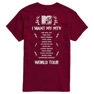 �A�j���L�����N�^�[ �����Y �g�b�v�X T�V���c �O���t�B�b�N Licensed Character Men's MTV World Tour Oversized Graphic Tee Garnet