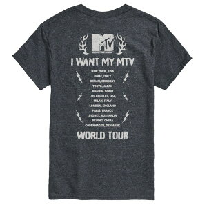 �A�j���L�����N�^�[ �����Y �g�b�v�X T�V���c �O���t�B�b�N Licensed Character Men's MTV World Tour Oversized Graphic Tee Heather Charcoal �`���R�[��
