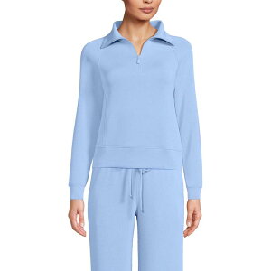 �����Y�G���h ���f�B�[�X �g�b�v�X T�V���c Women's Lands' End Long Sleeve Softestouchalf-Zip Top Soft Cloud Blue �u���[