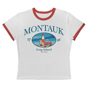�A���u�����f�b�h ���f�B�[�X �g�b�v�X T�V���c �O���t�B�b�N Unbranded Juniors' Grayson Threads The Label Montauk Long Island New York 1796 Graphic Ringer Baby Tee White Pink �z���C�g