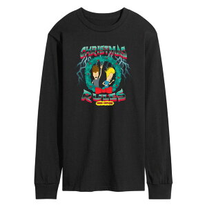 �A�j���L�����N�^�[ �����Y �g�b�v�X T�V���c �O���t�B�b�N Licensed Character Men's Beavis And Butt-Head Christmas Rules Long Sleeve Graphic Tee Black �u���b�N