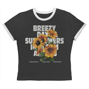 �A���u�����f�b�h ���f�B�[�X �g�b�v�X T�V���c �O���t�B�b�N Unbranded Juniors' Grayson Threads The Label Breezy Days And Sunflowers In Bloom Always Graphic Ringer Baby Tee Caviar White �z���C�g