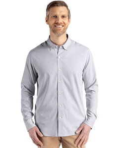 �J�b�^�[�A���h�o�b�N �����Y �g�b�v�X T�V���c Cutter & Buck Skylinepiconfidence Recycled Pinstripe Mens Long Sleeve Dresshirt Elemental Grey White �z���C�g