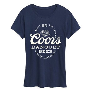 �A�j���L�����N�^�[ ���f�B�[�X �g�b�v�X T�V���c �O���t�B�b�N Licensed Character Women's Coors Banquet Beer Since 1873 The Legend Graphic Tee Navy �l�C�r�[