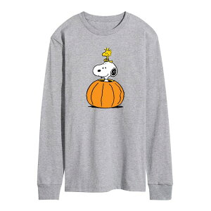 �A�j���L�����N�^�[ �����Y �g�b�v�X T�V���c �O���t�B�b�N Licensed Character Men's Peanutsnoopy Woodstock Pumpkin Long Sleeve Graphic Tee Heather Gray �O���[