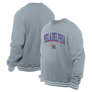 �j���[�G�� �����Y �g�b�v�X T�V���c �X�E�F�b�g Men's New Era Gray Philadelphia 76ers Chenille Cross Over Pullover Sweatshirt 76r Grey �O���[
