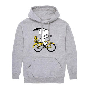 �A�j���L�����N�^�[ �����Y �g�b�v�X T�V���c �p�[�J�[ �O���t�B�b�N Licensed Character Men's Peanutsnoopy & Woodstock Riding Bike Graphic Hoodie Heather Gray �O���[
