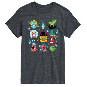 �j�R���f�I�� �����Y �g�b�v�X T�V���c �p���c �O���t�B�b�N Nickelodeon Men's The SpongeBob Movie: Search For SquarePants Icons Graphic Tee Heather Charcoal �`���R�[��
