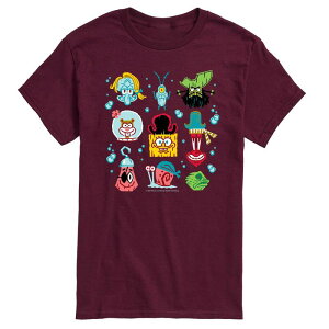 �j�R���f�I�� �����Y �g�b�v�X T�V���c �p���c �O���t�B�b�N Nickelodeon Men's The SpongeBob Movie: Search For SquarePants Icons Graphic Tee Maroon �}���[��