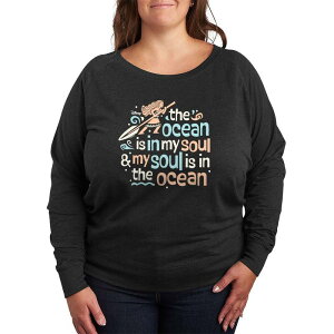 �f�B�Y�j�[ ���f�B�[�X �g�b�v�X T�V���c �v���X�T�C�Y �p�C�� Plusize Disney's Moana The Ocean Is In My Soul French Terry Long Sleeve Tee Heather Charcoal �`���R�[��
