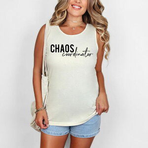 Simply Sage Market ���f�B�[�X �g�b�v�X T�V���c �O���t�B�b�N Simply Sage Market Chaos Coordinator - Women's Garment Dyed Graphic Tank Top Ivory �A�C�{���[