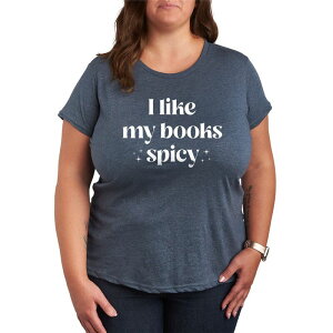 �A�j���L�����N�^�[ ���f�B�[�X �g�b�v�X T�V���c �v���X�T�C�Y �O���t�B�b�N Licensed Character Plusize I Like My Bookspicy Graphic Tee Heather Blue �w�U�[