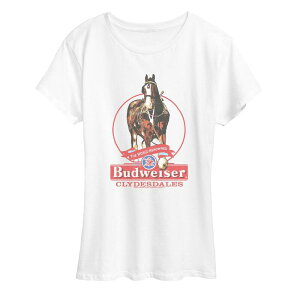 �A�j���L�����N�^�[ ���f�B�[�X �g�b�v�X T�V���c �O���t�B�b�N Licensed Character Women's Budweiser Clydesdales Graphic Tee White �z���C�g