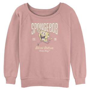 �j�R���f�I�� ���f�B�[�X �g�b�v�X T�V���c �p���c �O���t�B�b�N Juniors' Nickelodeon SpongeBob SquarePants Bikini Bottom Shore Thingraphic Pullover Desert Pink �s���N
