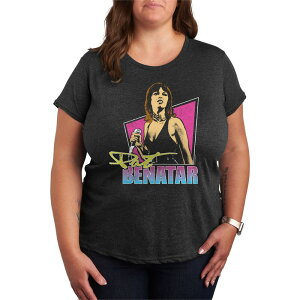 �A�j���L�����N�^�[ ���f�B�[�X �g�b�v�X T�V���c �v���X�T�C�Y �O���t�B�b�N Licensed Character Plusize Pat Benatar Cameo Graphic Tee Heather Charcoal �`���R�[��