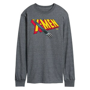 �}�[�x�� �����Y �g�b�v�X T�V���c ���S �O���t�B�b�N Men's Marvel X-Men Logo Claw Rip Long Sleeve Graphic Tee Heather Charcoal �`���R�[��