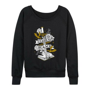 �A�j���L�����N�^�[ ���f�B�[�X �g�b�v�X T�V���c �p�C�� Licensed Character Women's Fearless Reader Book & Sword French Terry Long Sleeve Tee Black �u���b�N