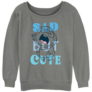 �f�B�Y�j�[ �s�N�T�[ ���f�B�[�X �g�b�v�X T�V���c �p�C�� �O���t�B�b�N Disney / Pixar's Inside Out 2 Sad But Cute Juniors' Graphic Slouchy Terry Gray Heather �O���[
