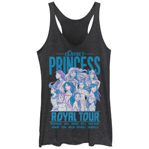 �f�B�Y�j�[ ���f�B�[�X �g�b�v�X T�V���c ���B���e�[�W Disney's Princess Ariel Jasmine Rapunzel Tiana Belle Cinderella Pocahontas Aurora Mulan & Snowhite Royal Tour Vintage Juniors' Racerback Tank Top Black Heather �u���b�N