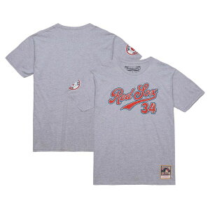 �~�b�`�F��&�l�X �����Y �g�b�v�X T�V���c Men's Mitchell & Ness David Ortiz Grey Heather Boston Red Sox Cooperstown Collection Player T-Shirt Rsx Grey �O���[