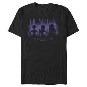 �A�j���L�����N�^�[ �����Y �g�b�v�X T�V���c �_�E�� �O���t�B�b�N Licensed Character Men's KPop Huntrix The Takedown Tour Graphic Tee Black �u���b�N