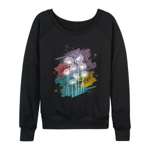�A�j���L�����N�^�[ ���f�B�[�X �g�b�v�X T�V���c �p�C�� Licensed Character Women's Dandelions Watercolor French Terry Long Sleeve Tee Black �u���b�N