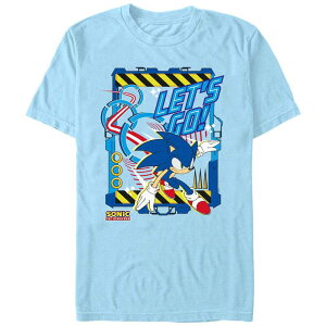 �A�j���L�����N�^�[ �����Y �g�b�v�X T�V���c �O���t�B�b�N Licensed Character Men'sonic Thedgehog Let's Go Graphic Tee Light Blue �u���[