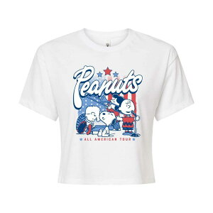 �A�j���L�����N�^�[ ���f�B�[�X �g�b�v�X T�V���c �N���b�v�h Licensed Character Juniors' Peanuts All American Tour Cropped Tee White �z���C�g