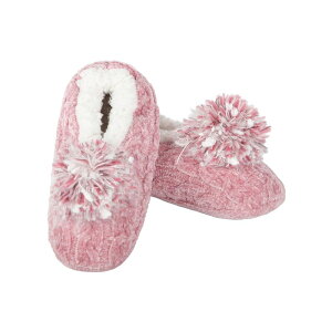 �����C ���f�B�[�X �V���[�Y �T���_�� �v���X�T�C�Y �j�b�g MeMoi Women's Plush Pom-Pom Chenille Cable Knit Slippers Pink �s���N