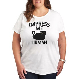 アニメキャラクター レディース トップス Tシャツ プラスサイズ グラフィック Licensed Character Plusize Cat Impress Me Human Graphic Tee White ホワイト