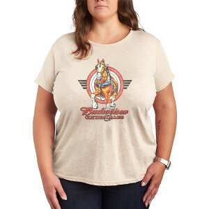 �A�j���L�����N�^�[ ���f�B�[�X �g�b�v�X T�V���c �v���X�T�C�Y �O���t�B�b�N Licensed Character Plusize Budweiser Clydesdales Crest Graphic Tee Beige �x�[�W��