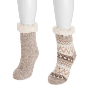 ���N���N�X ���f�B�[�X �V���[�Y �T���_�� Women's MUK LUKS 2-pk. Chenille Cabin Socks Gray �O���[