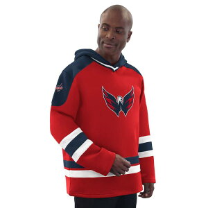 �X�^�[�^�[ �����Y �g�b�v�X T�V���c �L���b�v �p�[�J�[ Men'startered/Navy Washington Capitals Hockey Pullover Hoodie Cap Red ���b�h
