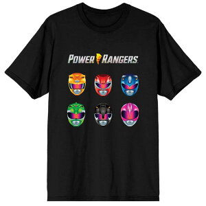 �A�j���L�����N�^�[ �����Y �g�b�v�X T�V���c �O���t�B�b�N Licensed Character Men's Powerangers Helmet Lineup Graphic Tee Black �u���b�N