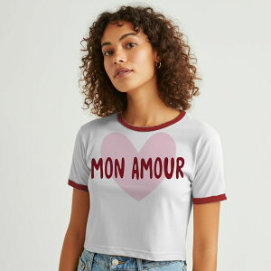 �A���u�����f�b�h ���f�B�[�X �g�b�v�X T�V���c �O���t�B�b�N Unbranded Juniors' Grayson Threads The Label Mon Amour Heart Graphic Ringer Baby Tee White Pink �z���C�g