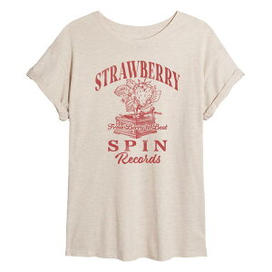 �A�j���L�����N�^�[ ���f�B�[�X �g�b�v�X T�V���c Licensed Character Juniors' Strawberry Spin Records Oversized Tee Birch