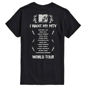 �A�j���L�����N�^�[ �����Y �g�b�v�X T�V���c �g�[�� �O���t�B�b�N Licensed Character Big & Tall MTV World Tour Graphic Tee Black �u���b�N
