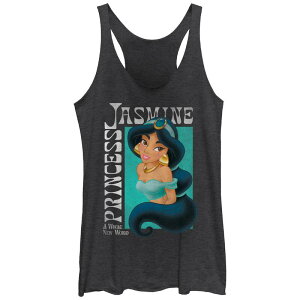 �f�B�Y�j�[ ���f�B�[�X �g�b�v�X T�V���c Disney's Aladdin Princess Jasmine Poster Juniors' Racerback Tank Top Black Heather �u���b�N