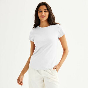 �\�m�} ���f�B�[�X �g�b�v�X T�V���c �N���[�l�b�N �v�` Petite Sonoma Goods For Lifeveryday Short Sleeve Crewneck Tee Vital White �z���C�g