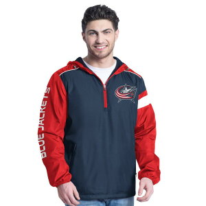 �J�[�� �o���N�X �����Y �g�b�v�X T�V���c �p�[�J�[ �W���P�b�g Men's G-III Sports by Carl Banks Navy/Red Columbus Blue Jackets Lateral Half-Zip Hoodie Jacket Blj Navy �l�C�r�[