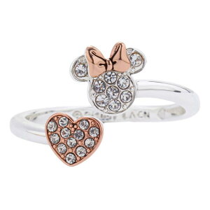 �f�B�Y�j�[ ���f�B�[�X �A�N�Z�T���[ �����O Disney's Minnie Mouse 14k Rose Gold & Fine Silver Over Brass Crystal Pave Heart Adjustable Ring Two Tone �S�[���h