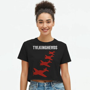 �A���u�����f�b�h ���f�B�[�X �g�b�v�X T�V���c �N���b�v�h �O���t�B�b�N Unbranded Juniors' Talking Heads Aircraft Silhouettes Cropped Graphic Tee Caviar
