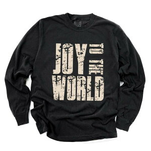 Simply Sage Market ���f�B�[�X �g�b�v�X T�V���c �O���t�B�b�N Simply Sage Market Joy To The World Block Distressed - Women's Garment Dyed Long Sleeve Graphic T-Shirt Black �u���b�N