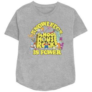 �f�B�Y�j�[ ���f�B�[�X �g�b�v�X T�V���c �����b�N�X�t�B�b�g �O���t�B�b�N Disney'schoolhouse Rock! Knowledge Is Power Women's Relaxed Fit Graphic Tee Athletic Heather �w�U�[