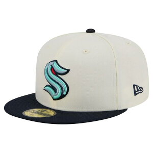 �j���[�G�� �����Y �A�N�Z�T���[ �X�q Men'sNew Era White Seattle Kraken Chrome Two-Toned 59FIFTY Fitted Hat Krk Beige �x�[�W��