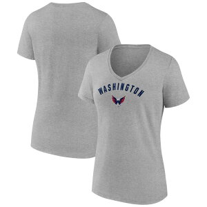 �t�@�i�e�B�N�X ���f�B�[�X �g�b�v�X T�V���c V�l�b�N �L���b�v Women's Fanatics Gray Washington Capitals V-Neck T-Shirt Cap Grey �O���[