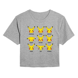 �A�j���L�����N�^�[ ���f�B�[�X �g�b�v�X T�V���c �N���b�v�h Licensed Character Juniors' Pokmon Moody Pikachu Cropped Tee Heather Gray �O���[